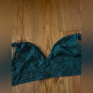 Lace Bralette in Dark Green XL